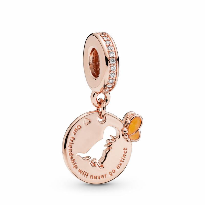 Pandora Dinosaur & Butterfly Friendship Dangle Charm Outlet NZ, Pandora Rose™ (684530-DLQ)